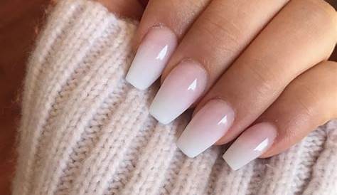 Short coffin soft white and pink ombré Coffin nails ombre, Pink