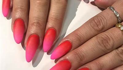 Pink Red Ombre Nails Valentines Day