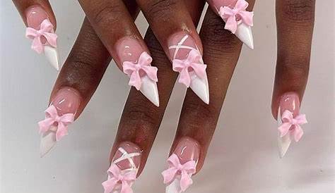 Pink Ribbon Acrylic Nails Nail Art By Funky Fingers Nail Art Nailpolis