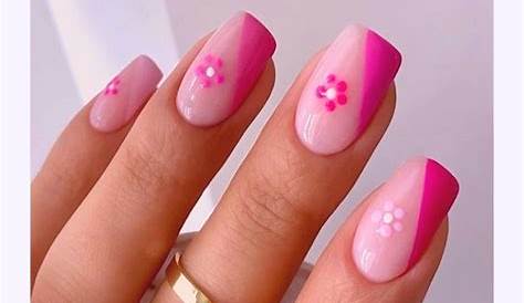 Pink Short Nail Art Beautiful Glittering s Designs Idea For Summer And