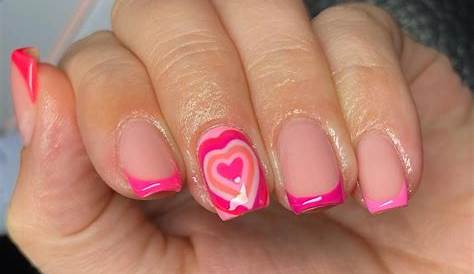 Pink Short Nails With Heart Nail Designs For GIRLSTHETIC
