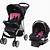 pink stroller with car seat