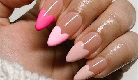 Pink Valentines Almond Nails Valentine’s Day