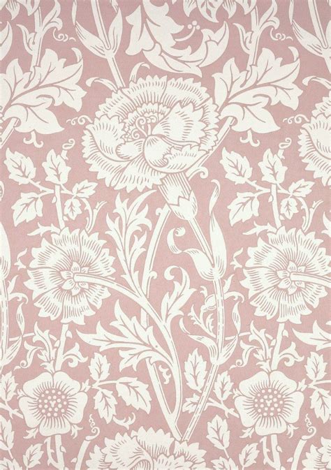 Pink & Rose by Morris Pink / Red / Lilac Wallpaper Wallpaper