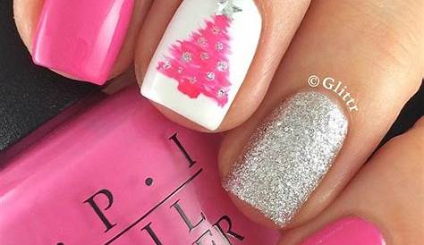 Pink Xmas Nail Designs Pretty Festive Colours & 2020 Snowflake On