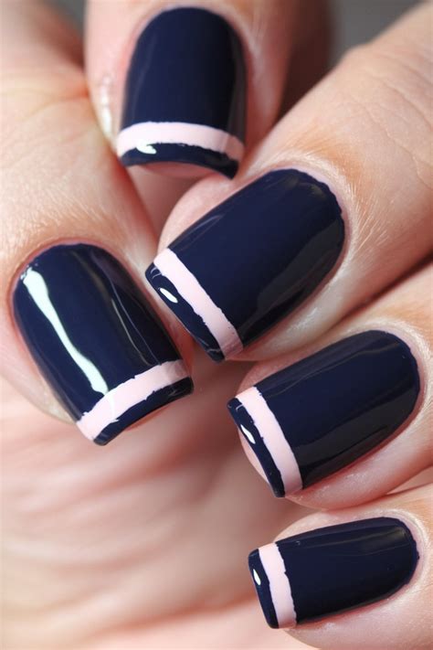pink  navy nail designs