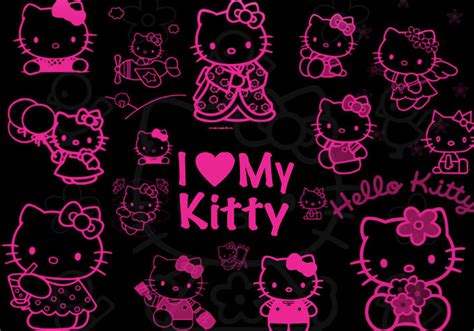 pink and black hello kitty pc background