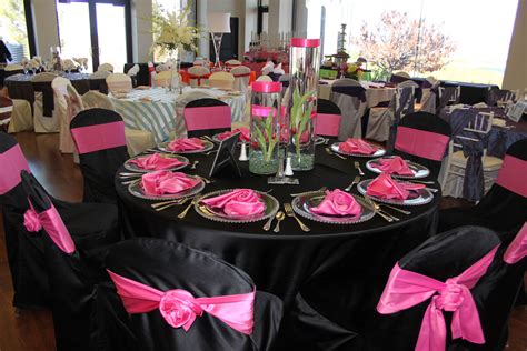 Pink And Black Table Settings
