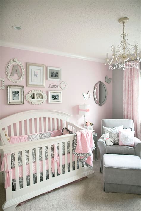 pink and gray baby room