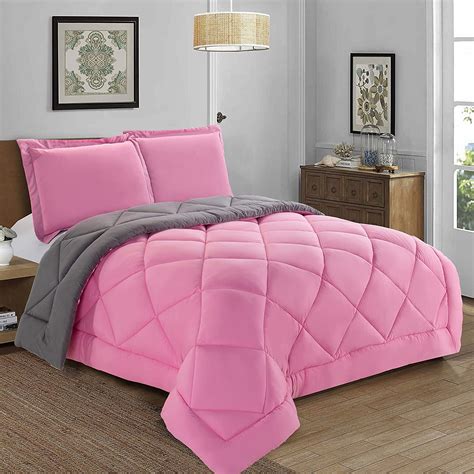 Pink And Gray Comforter Set Full