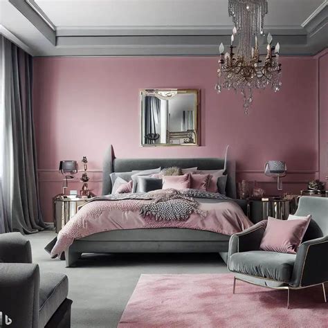 pink and grey master bedroom