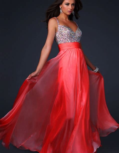 pink and red formal dress