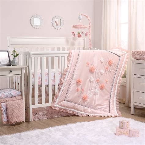 doodleart.shop:pink and white crib set