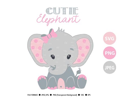 pink baby elephant svg