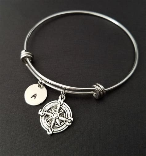 Pink Compass Charm Bracelet