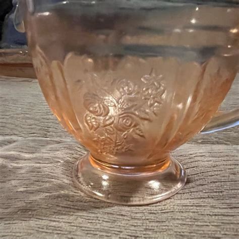 Pink Depression Glass Cabbage Rose Pattern