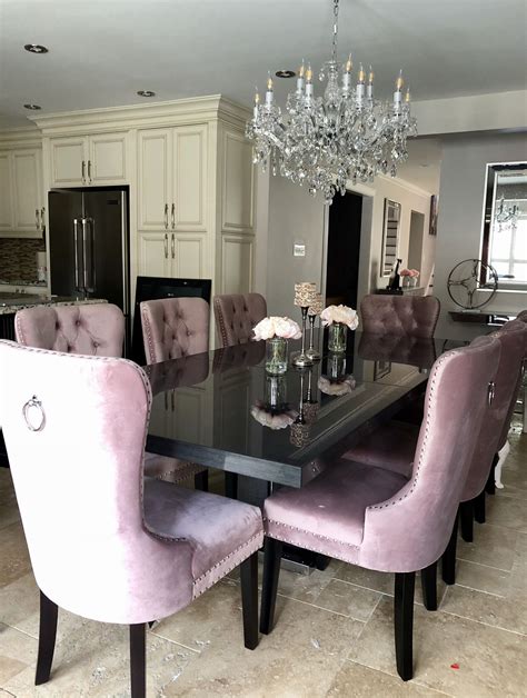 pink dining table and chairs