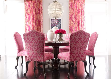 pink dining table and chairs