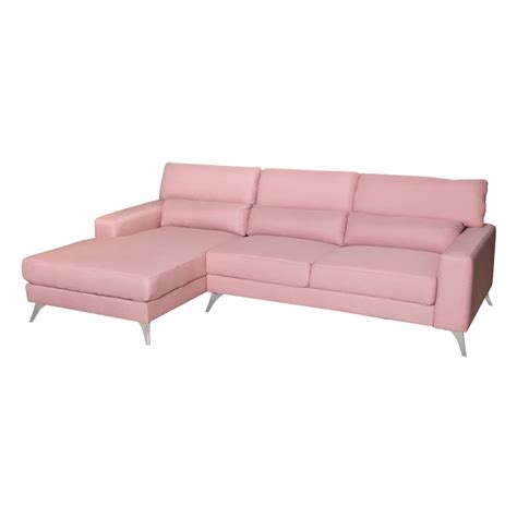 Pink Fabric Corner Sofa