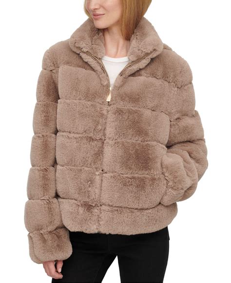 pink furry calvin klein zip up jacket