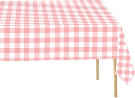 Pink Gingham Disposable Tablecloth