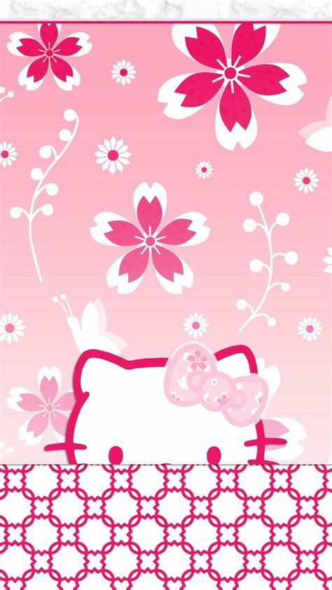 pink hello kitty wallpaper with flowers