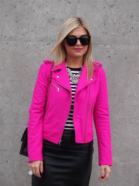 Pink Leather Jacket Womens casual outfits, Clothes, Pink leather jacket