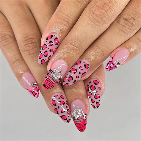 pink leopard nail designs
