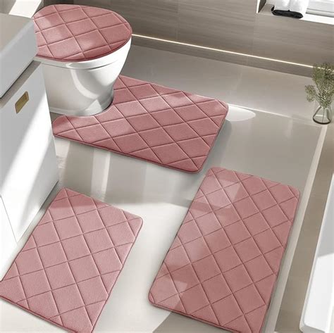 Pink Memory Foam Bath Mat Set