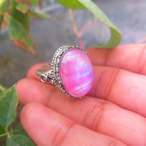 pink moonstone ring size 8