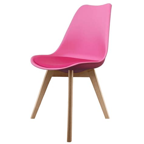 Pink Plastic Chair With Wooden Legs