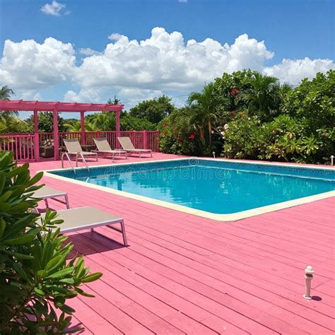Pink pool deck