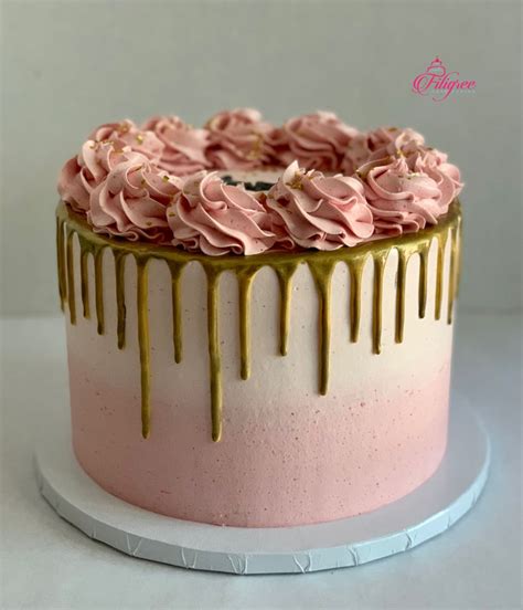 Pink Rose Gold Drip Cake