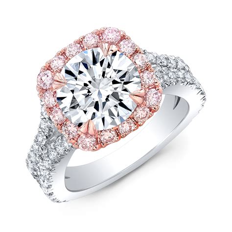 pink round diamond engagement rings