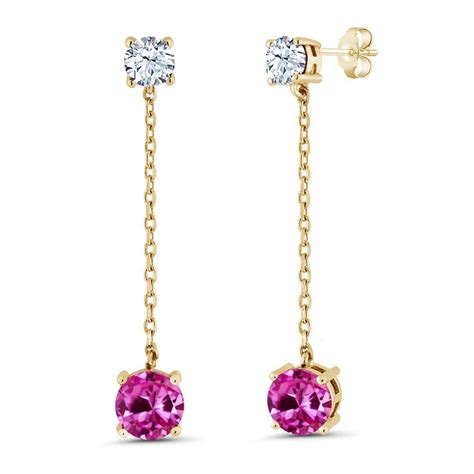 pink sapphire earrings yellow gold