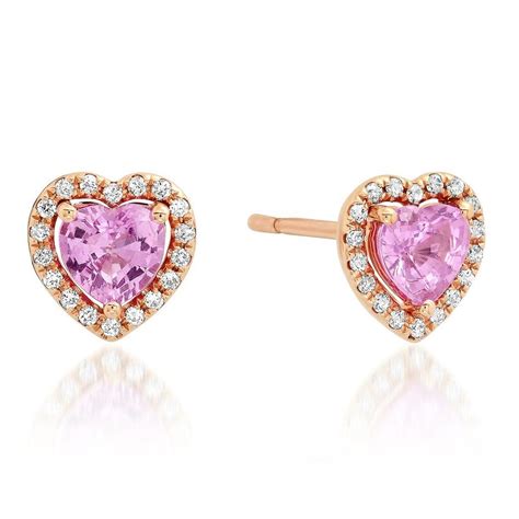 pink sapphire heart earrings