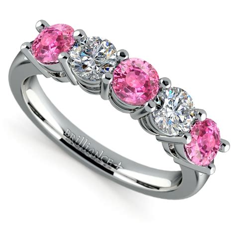 pink sapphire ring and diamond and white gold