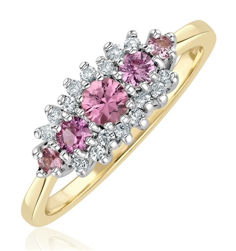 pink sapphire yellow gold rings