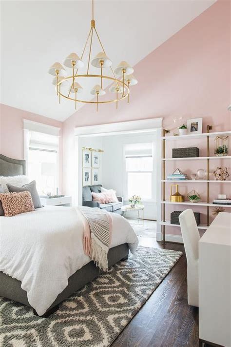 pink statement wall in bedroom