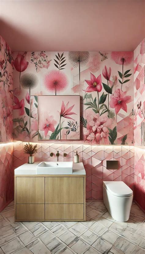 Pink Wallpaper Bathroom