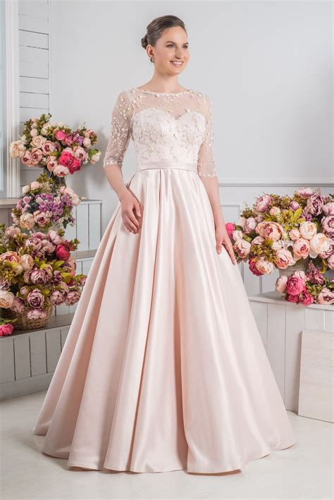 Pink Flower Long Sleeves Organza Ball Gown Wedding Dresses 2016 on Luulla