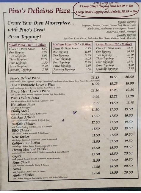Pino's Pizza Home Appomattox, Virginia Menu, Prices, Restaurant