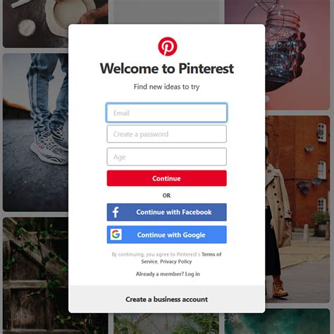 pinterest login page today