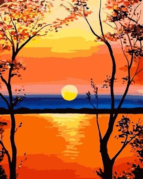 Paisajes Dibujos En Pintura Faciles / COMO PINTAR UN ATARDECER (PINTURA