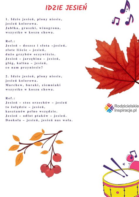 piosenki o jesieni dla dzieci tekst