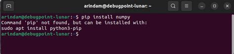 pip install command not found ubuntu