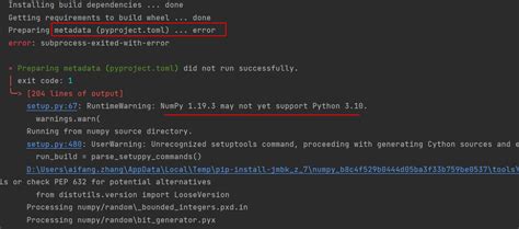 pip install pandas error subprocess-exited-with-error