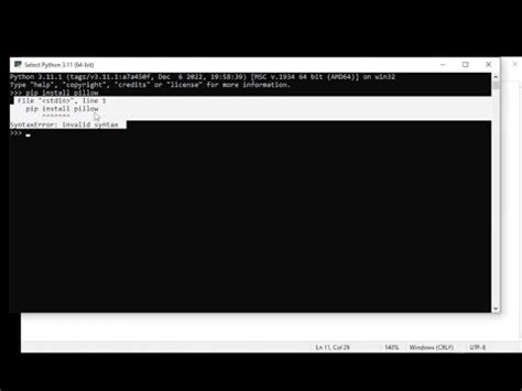 pip install pillow invalid syntax