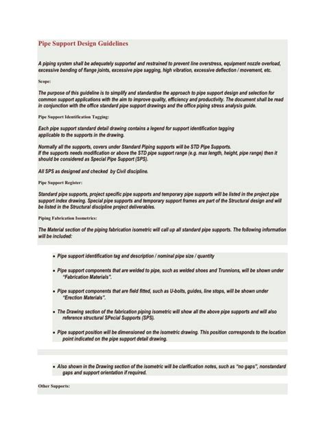 Pipe Support Guidelines