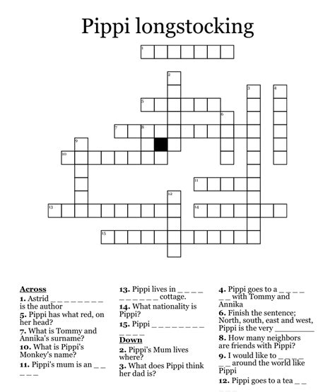 pippi longstocking for one crossword
